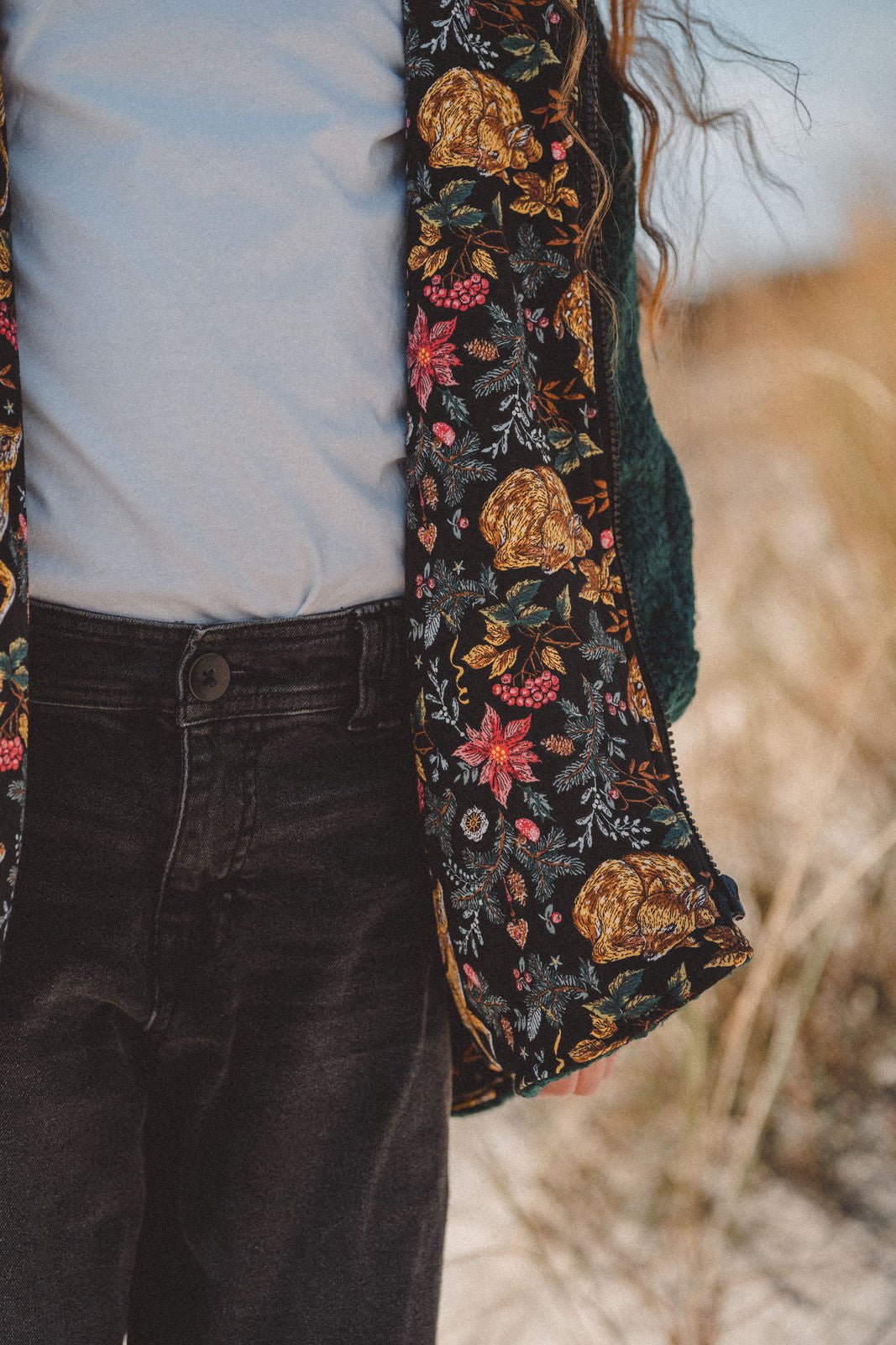 Teddyjacke aus Bouclé - Petrol / Reh - Räuberkinder