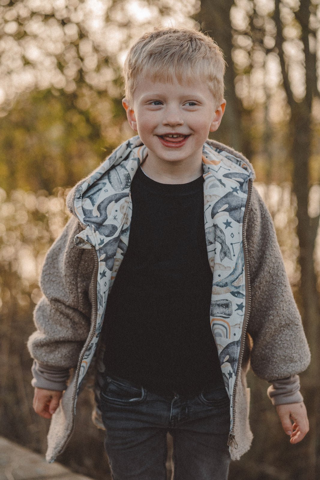 Teddyjacke aus Bouclé - Sand / Meerestiere - Räuberkinder