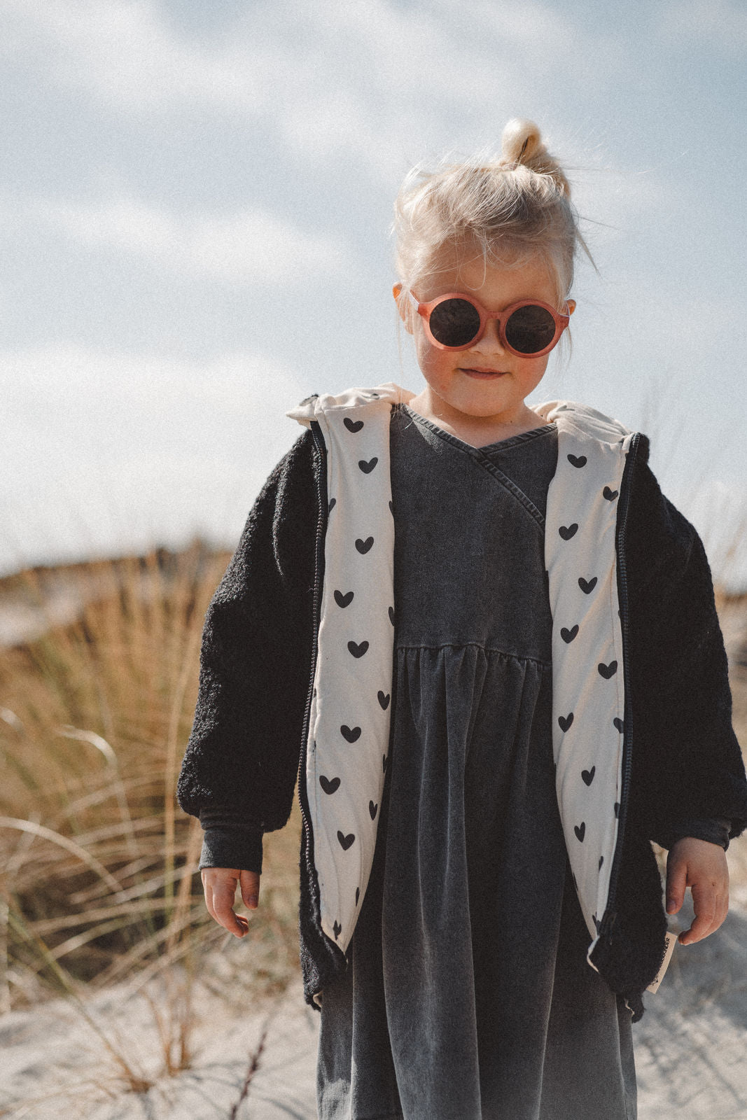 Teddyjacke aus Bouclé - Schwarz / Herzen - Räuberkinder