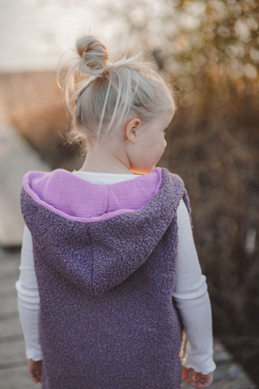 Teddyweste aus Bouclé - Flieder x Musselin Pink - Räuberkinder
