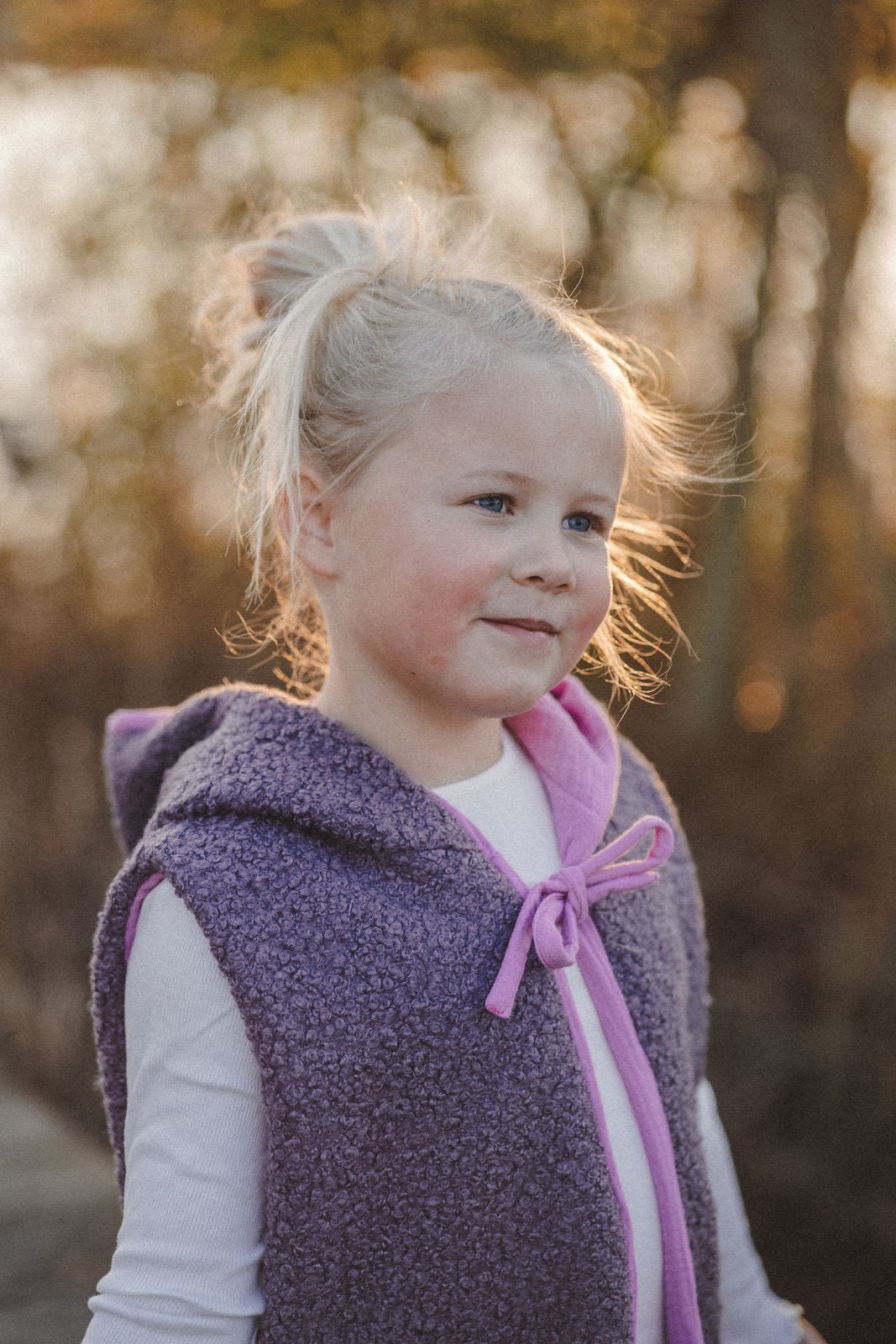 Teddyweste aus Bouclé - Flieder x Musselin Pink - Räuberkinder
