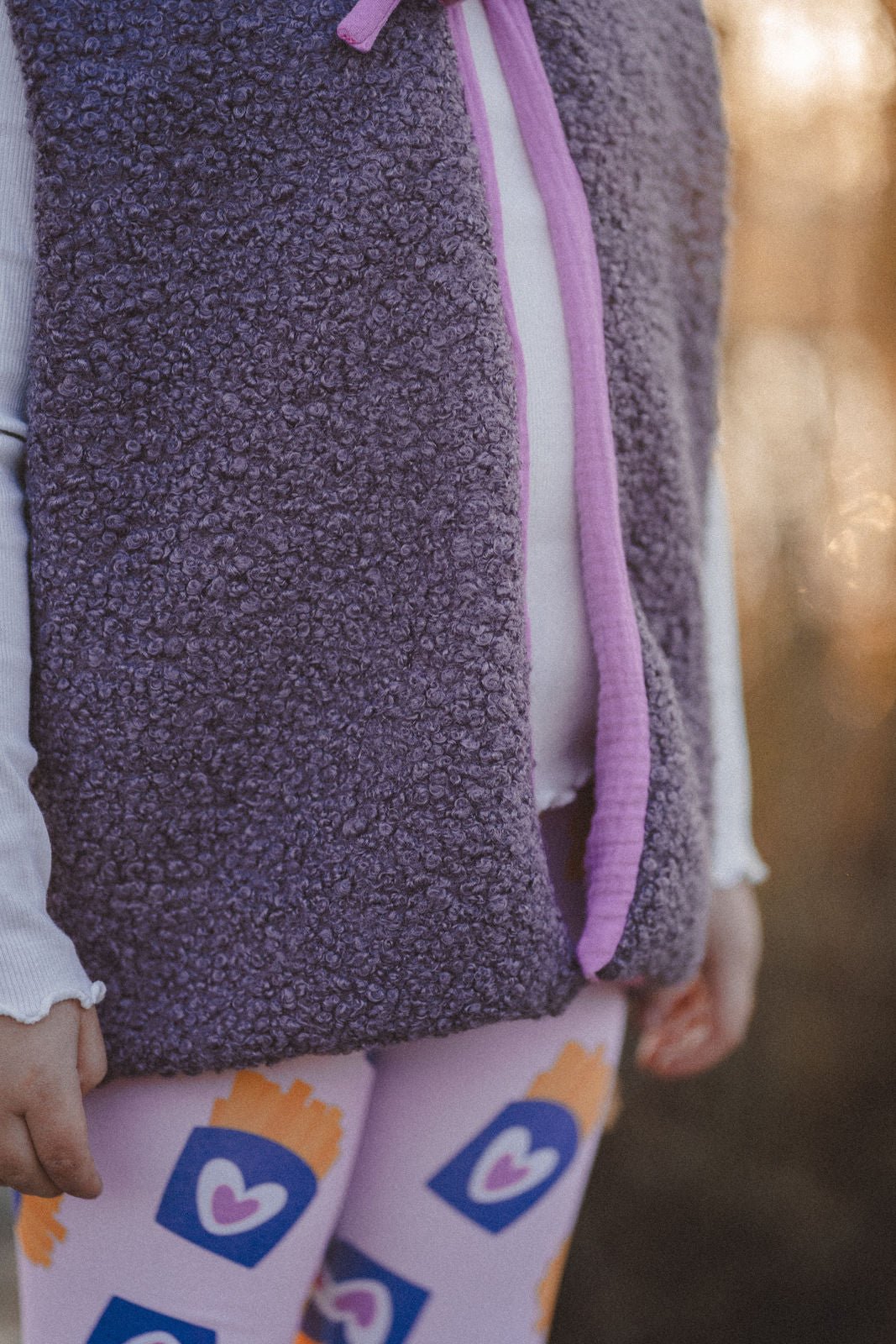 Teddyweste aus Bouclé - Flieder x Musselin Pink - Räuberkinder