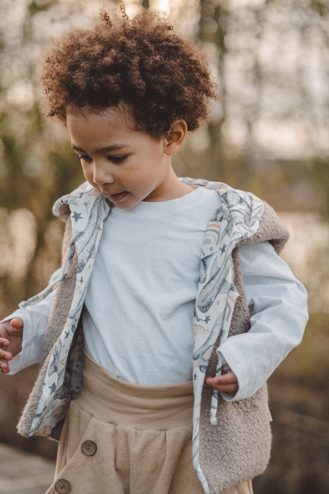 Teddyweste aus Bouclé - Sand x Meerestiere - Räuberkinder