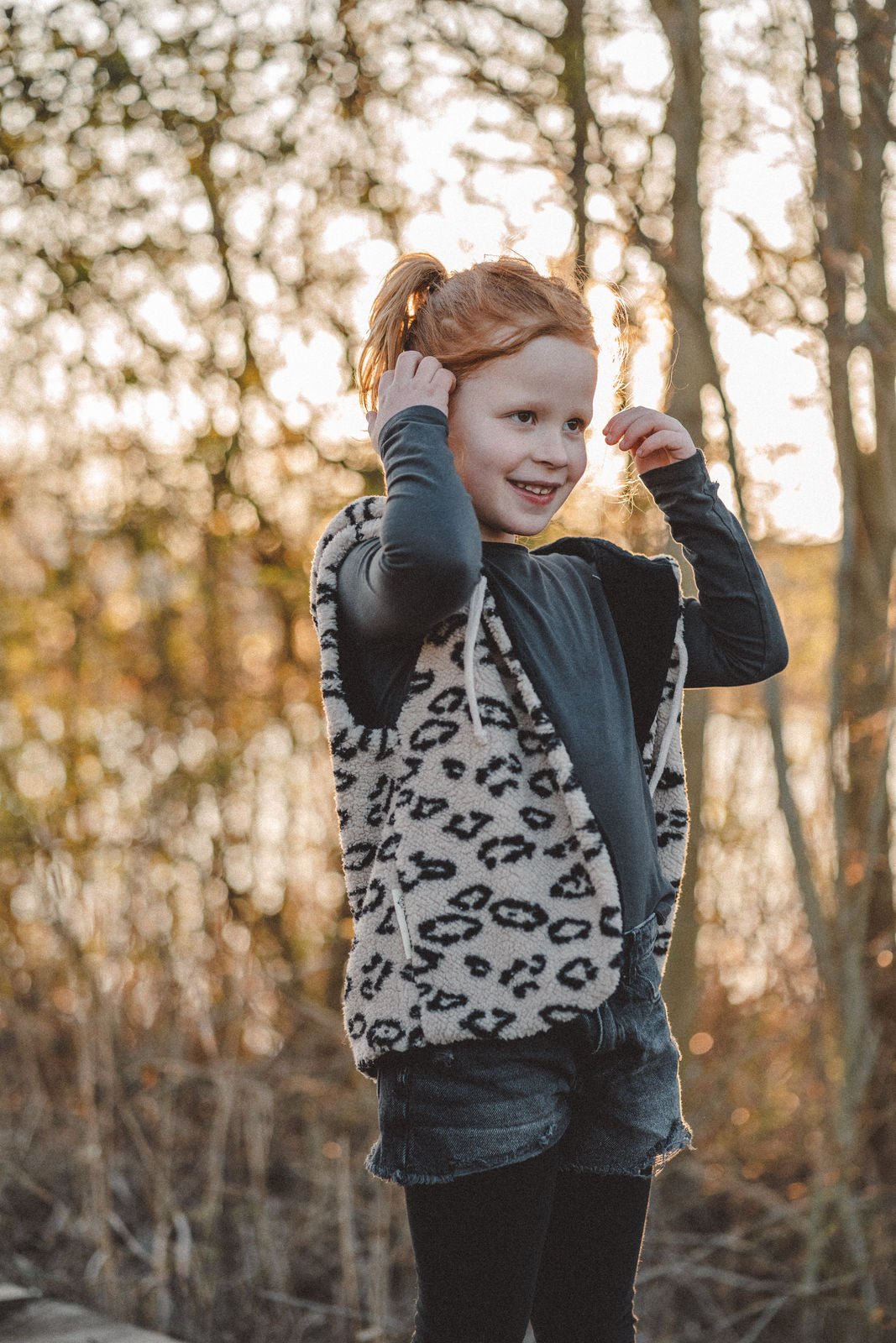Teddyweste Leoprint x Musselin Schwarz - Räuberkinder