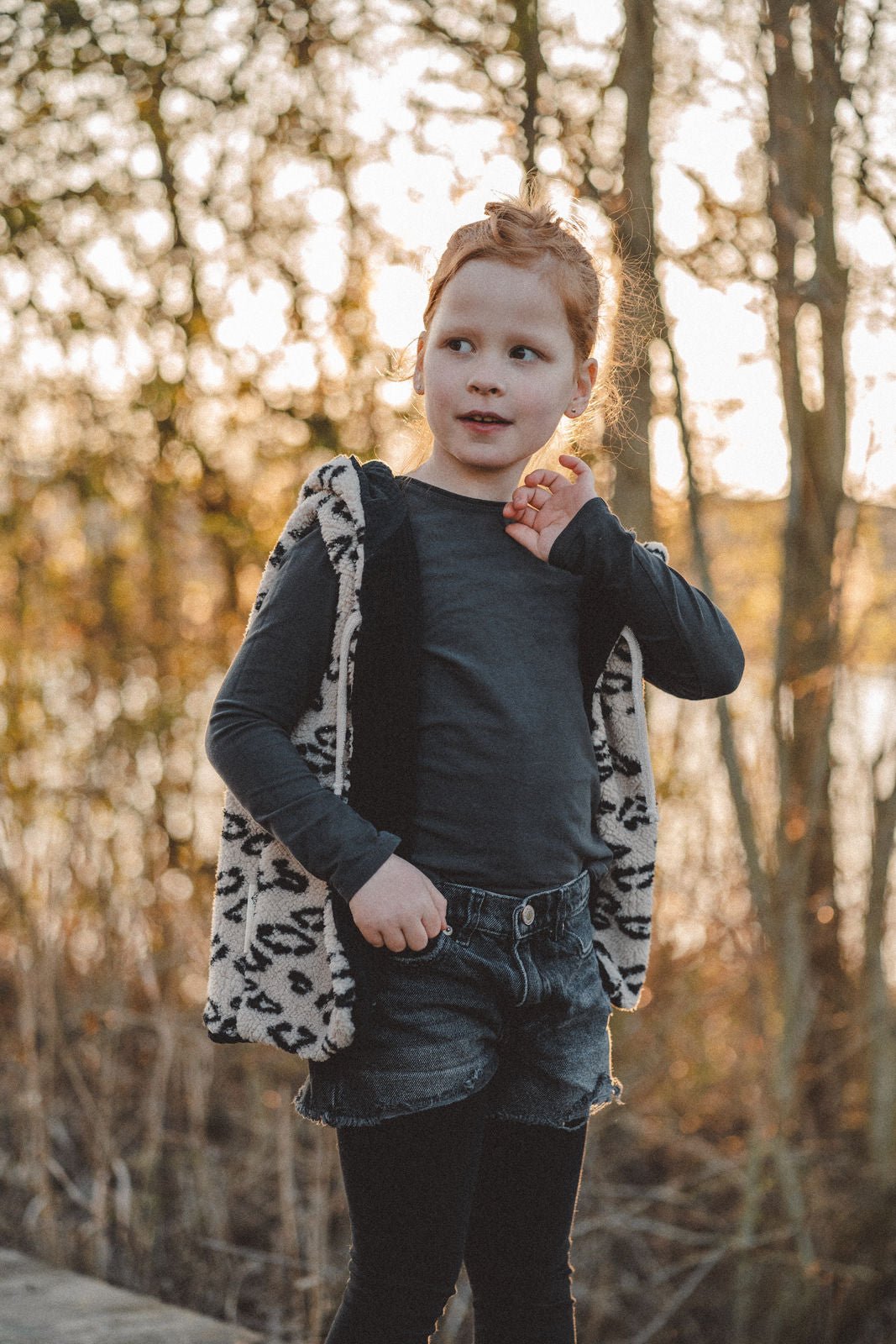 Teddyweste Leoprint x Musselin Schwarz - Räuberkinder