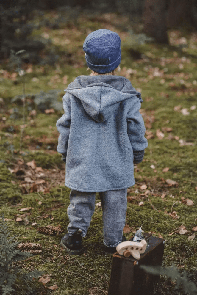 Wollwalk Jacke Kinder Kletterkind mit Merino Jersey in Mint - Räuberkinder 5
