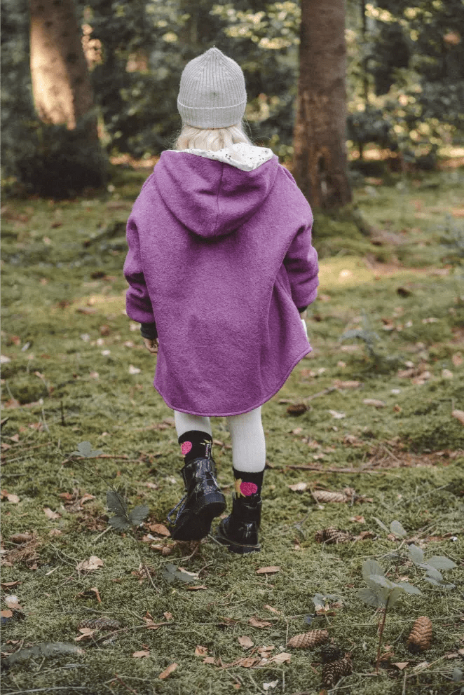 Wollwalk Oversize Jacke Kinder Beere mit Konfetti - Räuberkinder 3