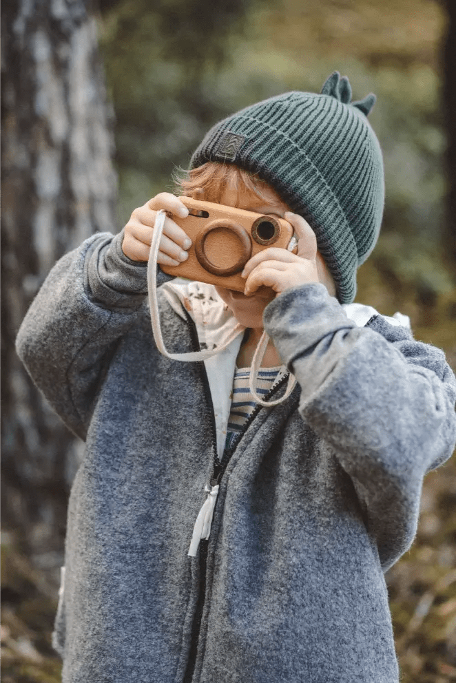 Wollwalk Oversize Jacke Kinder Grau mit Bauernhof - Räuberkinder 2