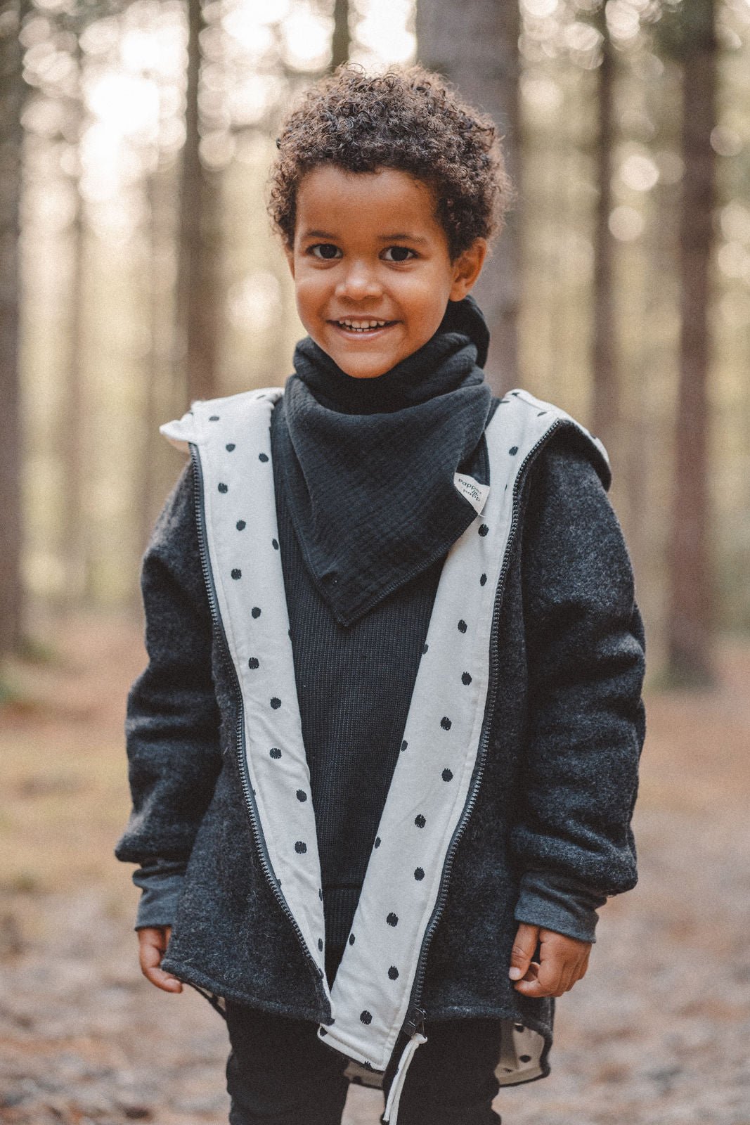 Wollwalkjacke Anthrazit / Kritzelpunkte - Räuberkinder