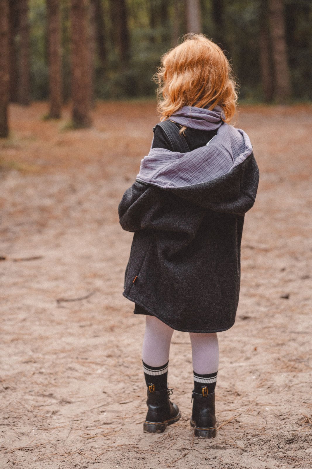 Wollwalkjacke Anthrazit / Musselin Flieder - Räuberkinder