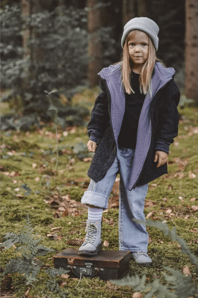 Wollwalkjacke Anthrazit / Musselin Flieder - Jacke - Räuberkinder 1