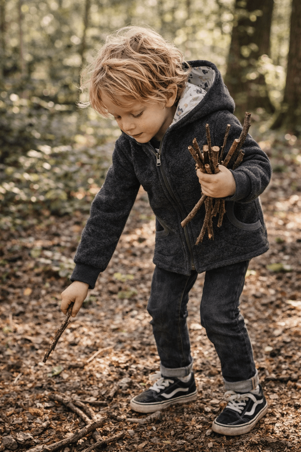 Wollwalkjacke Anthrazit / Rakete - Räuberkinder