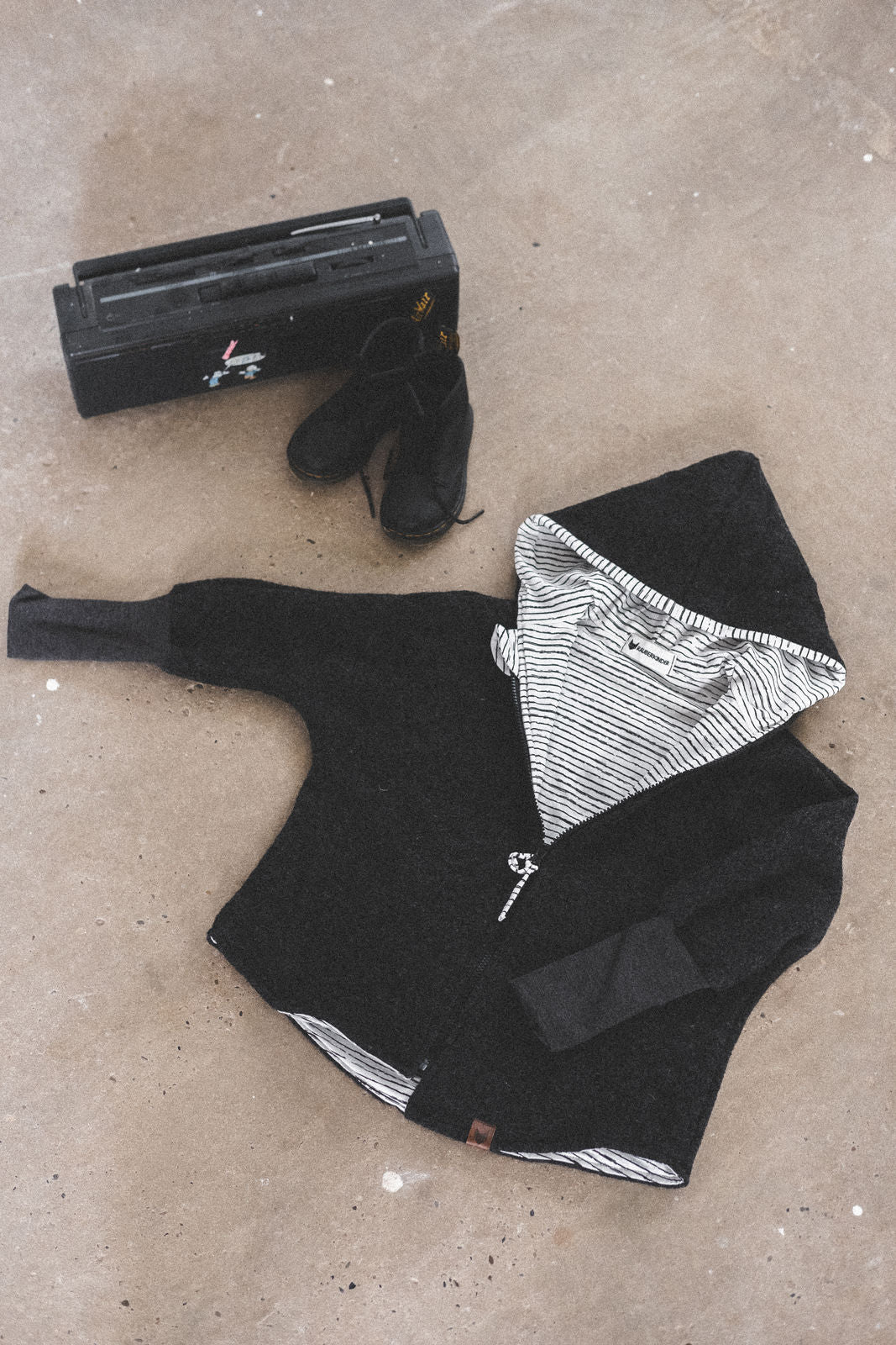 Wollwalkjacke Anthrazit / Streifenhörnchen - Räuberkinder