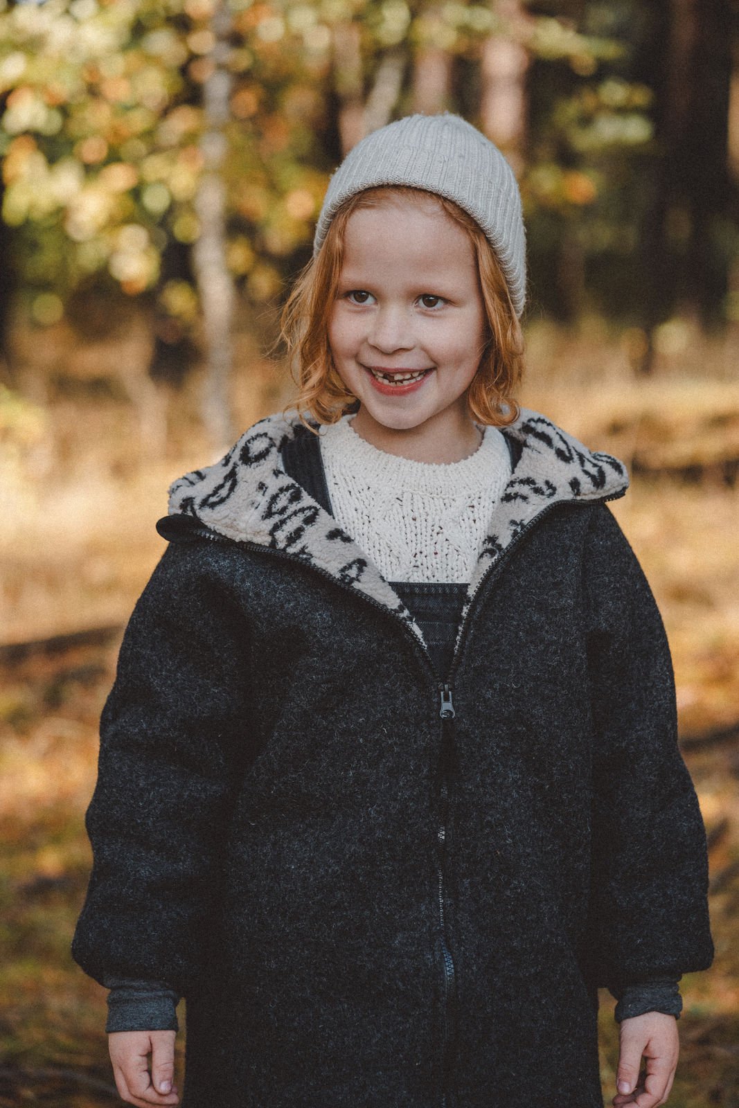 Wollwalkjacke Anthrazit / Teddyfell Leoprint - Räuberkinder