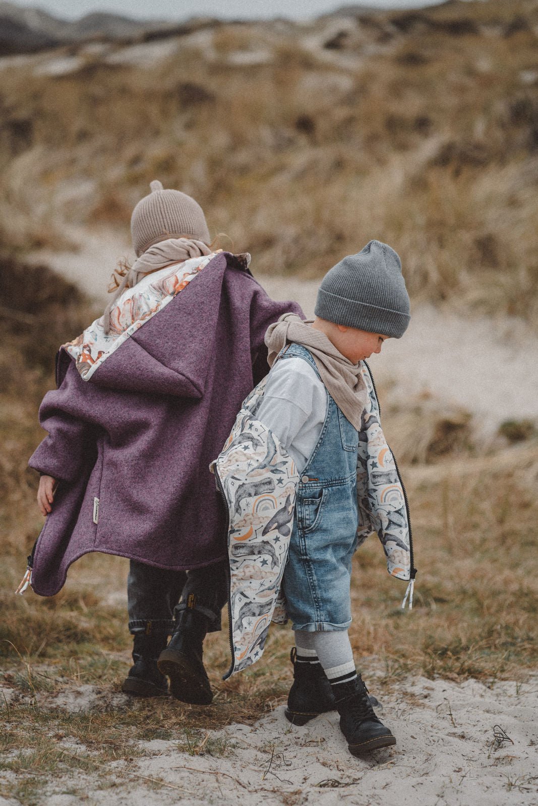 Wollwalkjacke Grau / Ozeanzauber - Räuberkinder