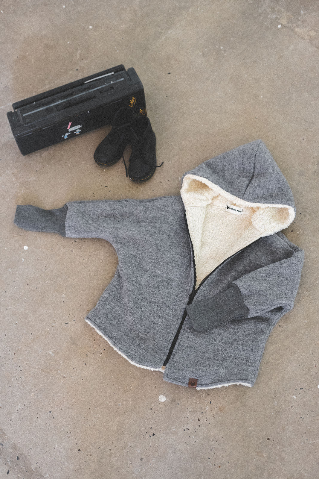 Wollwalkjacke Grau / Teddyfell - Räuberkinder
