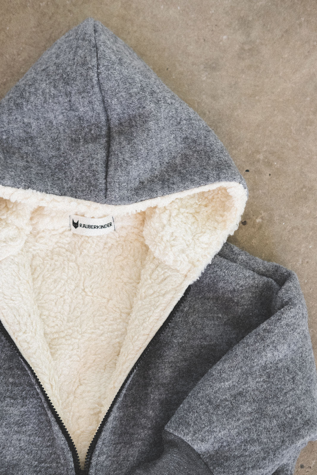 Wollwalkjacke Grau / Teddyfell - Räuberkinder