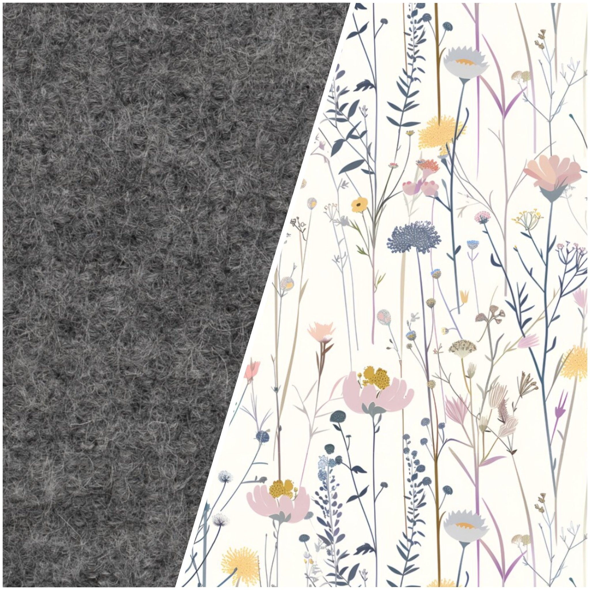 Wollwalkjacke Grau / Wildblumen - Räuberkinder