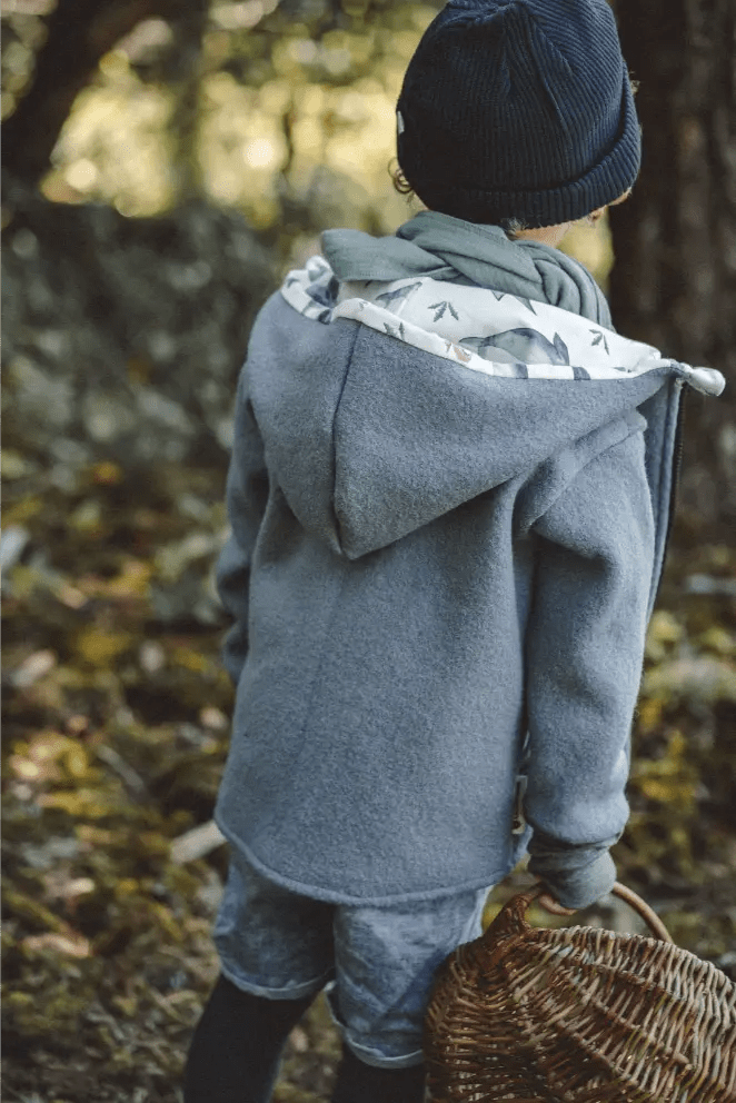 Wollwalkjacke Kinder Kletterkind Blau mit Meerestiere - Räuberkinder 3