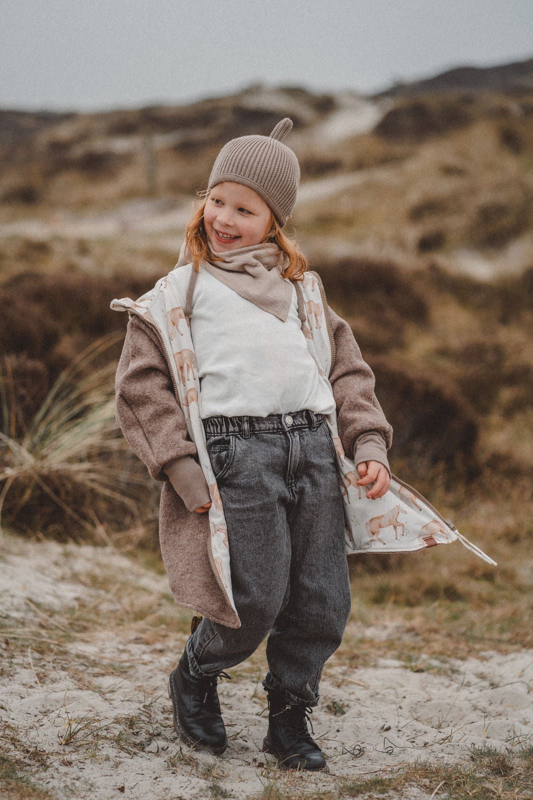 Wollwalkjacke Taupe / Pferdewiese - Räuberkinder