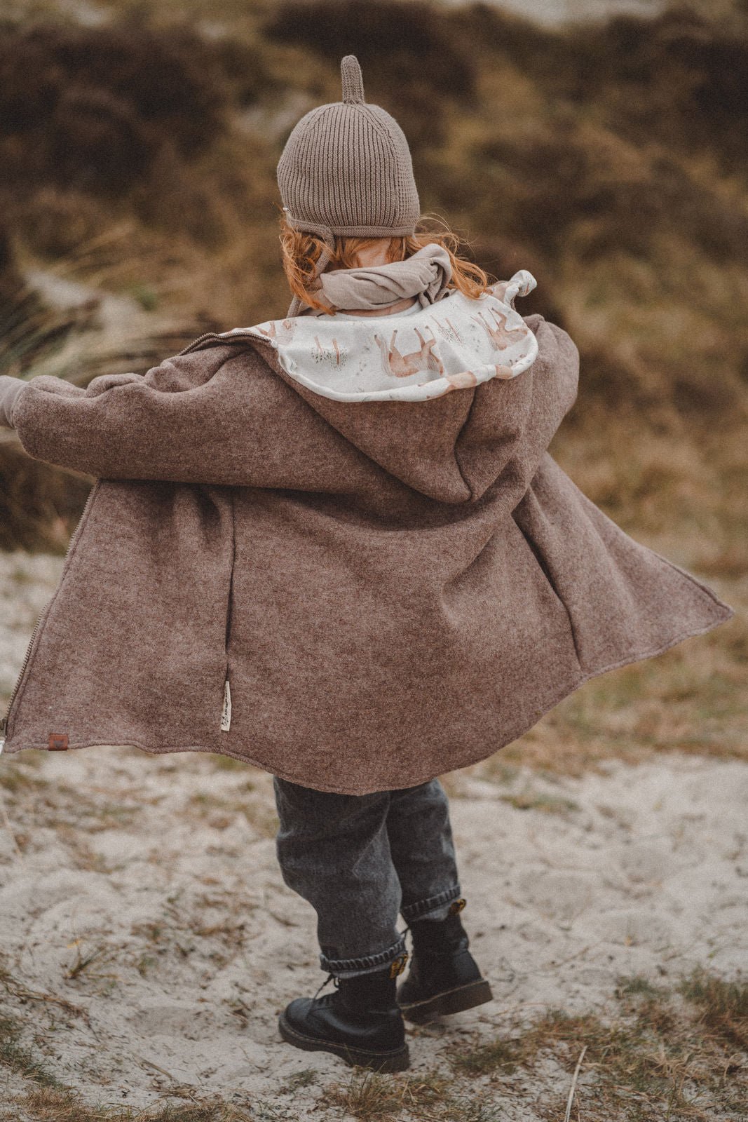 Wollwalkjacke Taupe / Pferdewiese - Räuberkinder