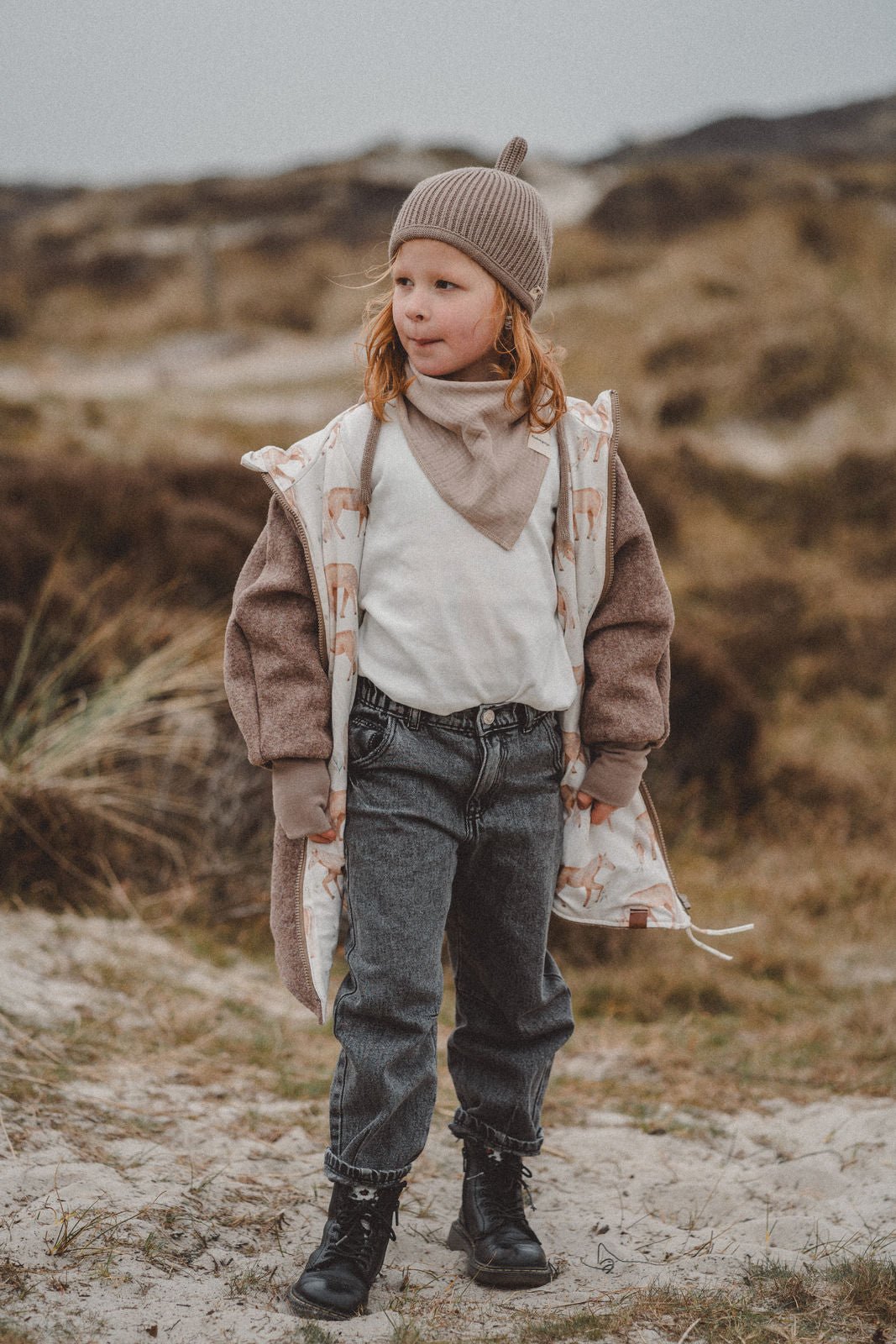 Wollwalkjacke Taupe / Pferdewiese - Räuberkinder