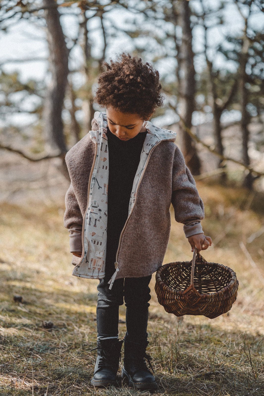 Wollwalkjacke Taupe / Roboter - Räuberkinder