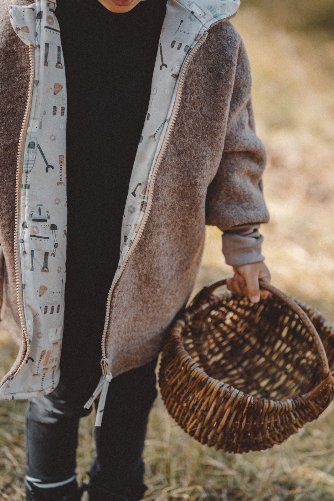 Wollwalkjacke Taupe / Roboter - Räuberkinder