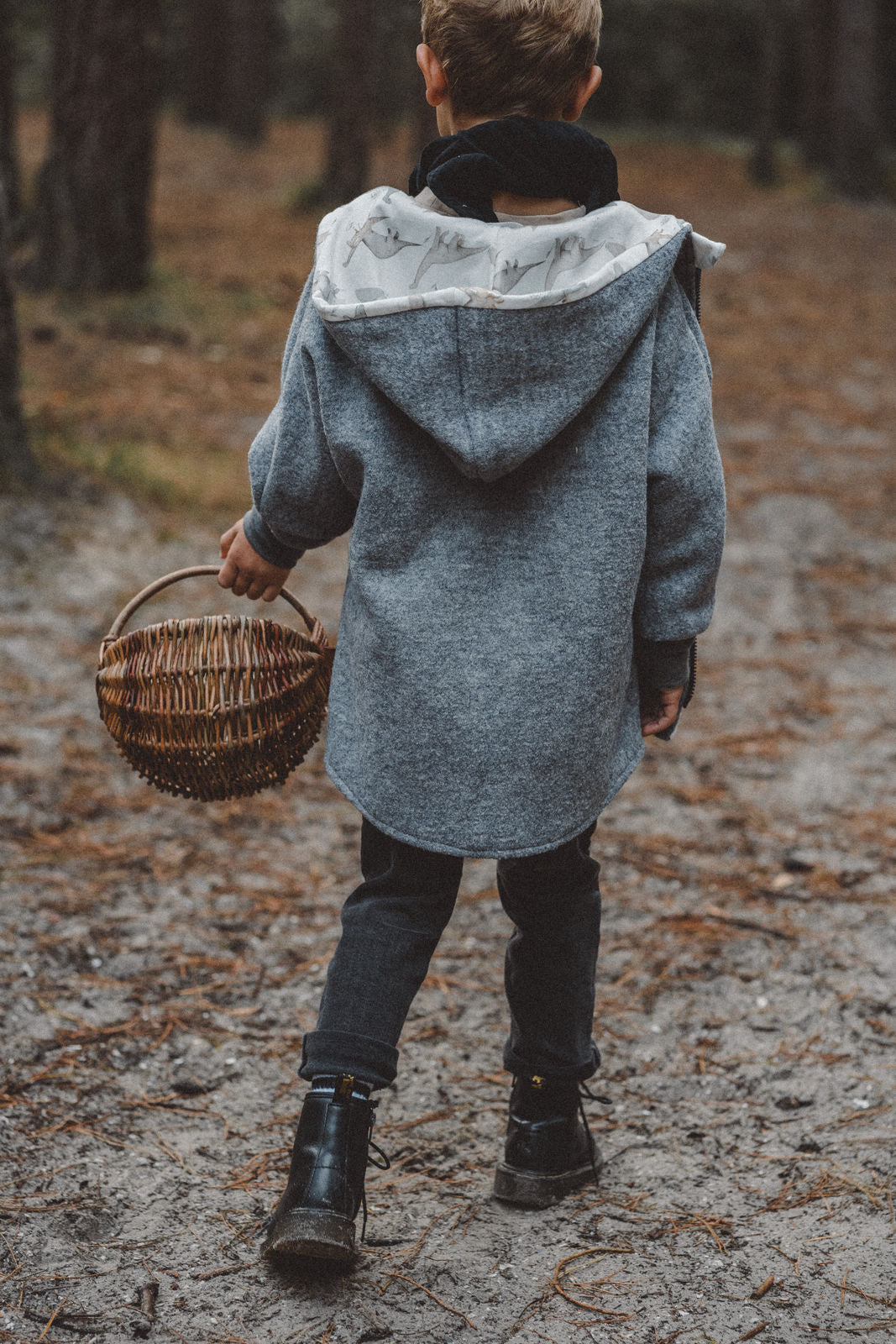 Wollwalkjacke Grau / Boho Dino