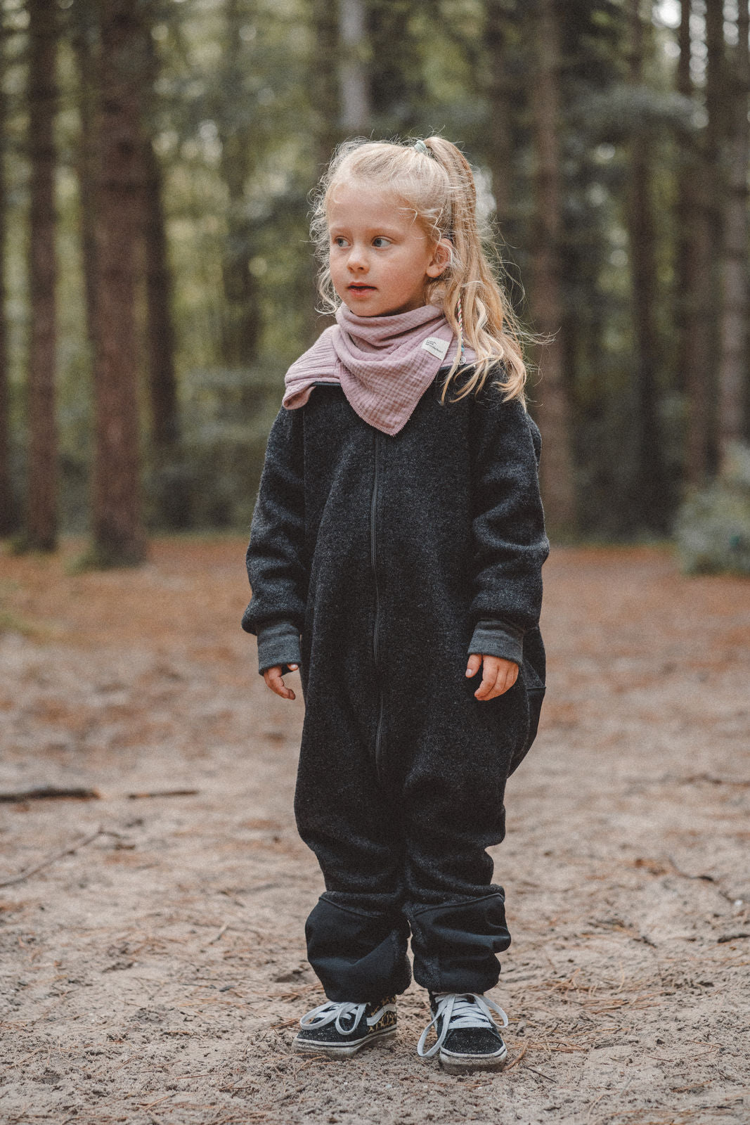 Matschkind woolen overall anthracite / muslin pink