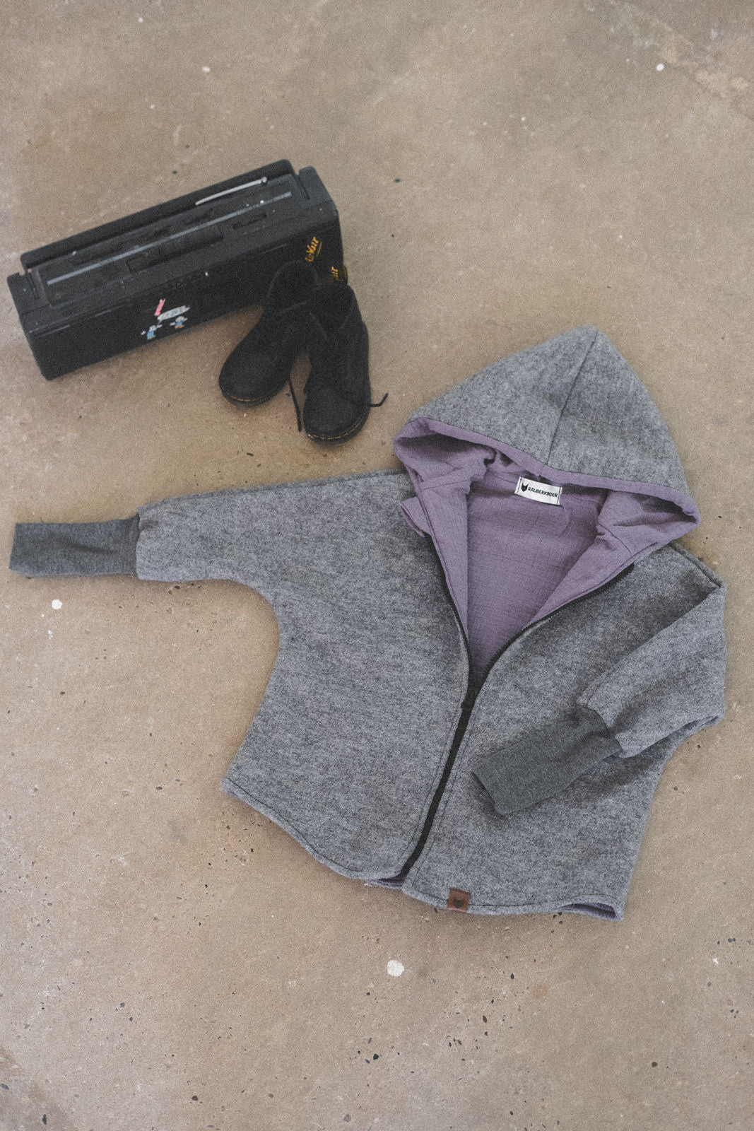 Woolwalk jacket gray / muslin lilac