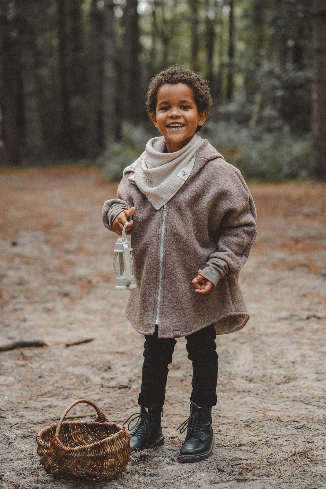 Wollwalkjacke Taupe / Musselin Sand