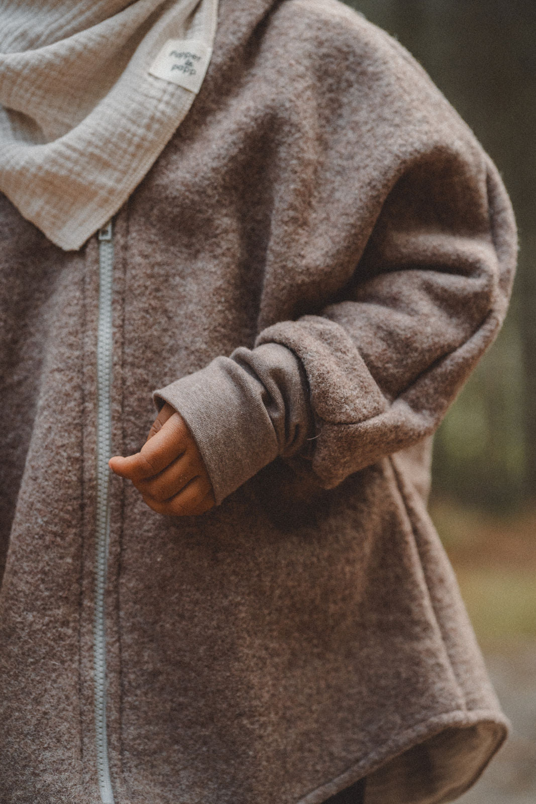 Wollwalkjacke Taupe / Musselin Sand