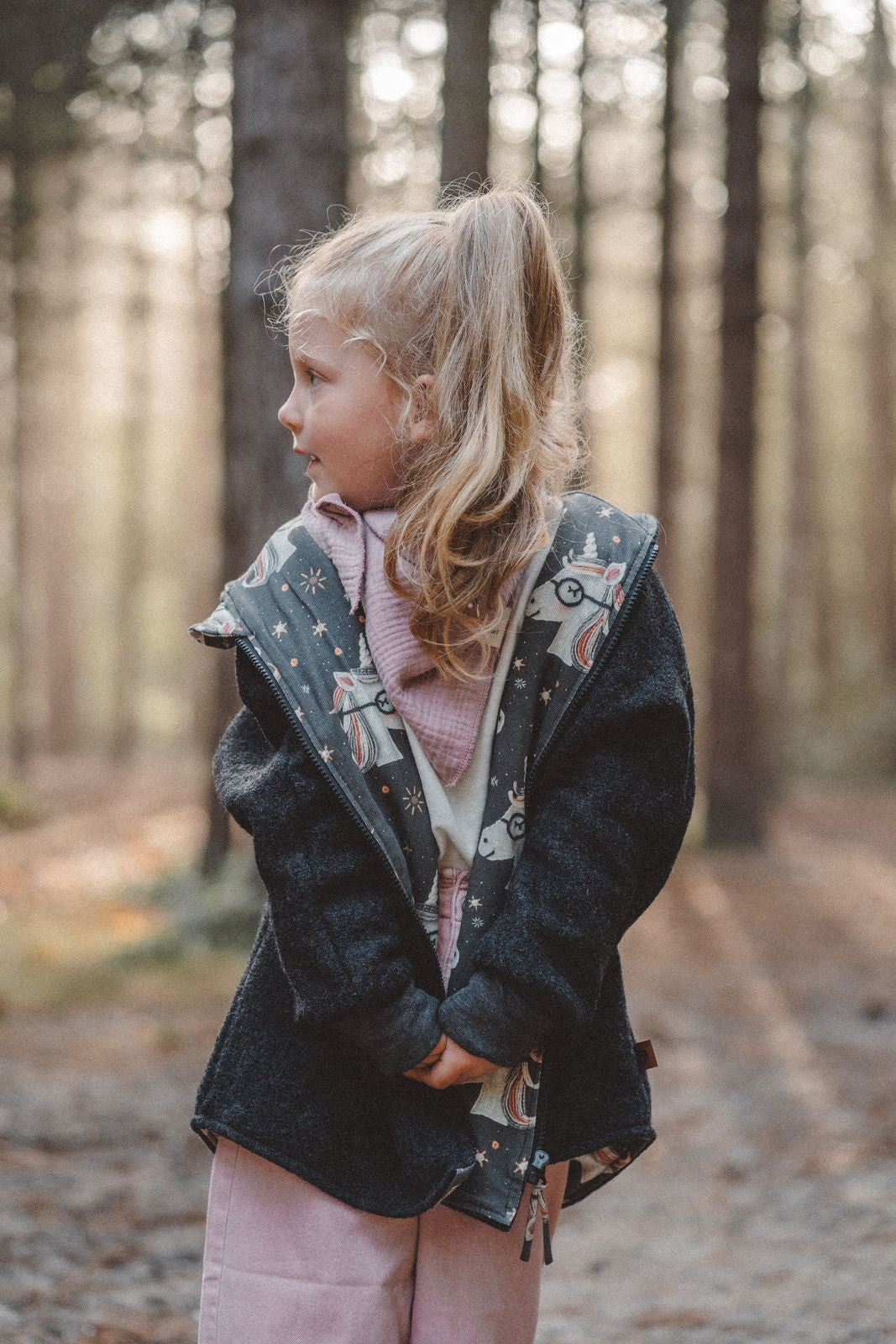 Wollwalkjacke Anthrazit / Einhorn "Nerd Horn."