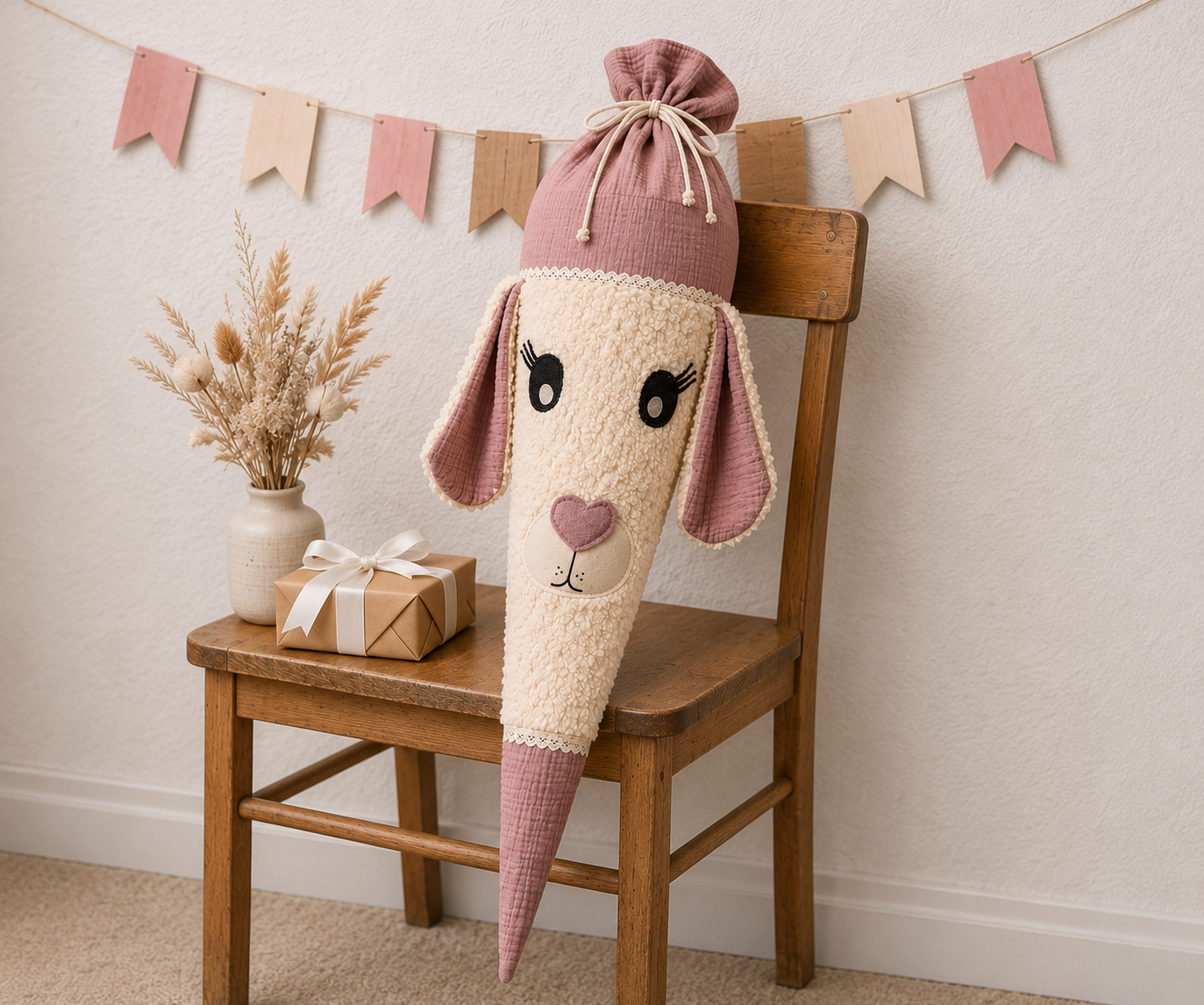Schultüte Hase aus Teddyfell mit Kissenfunktion