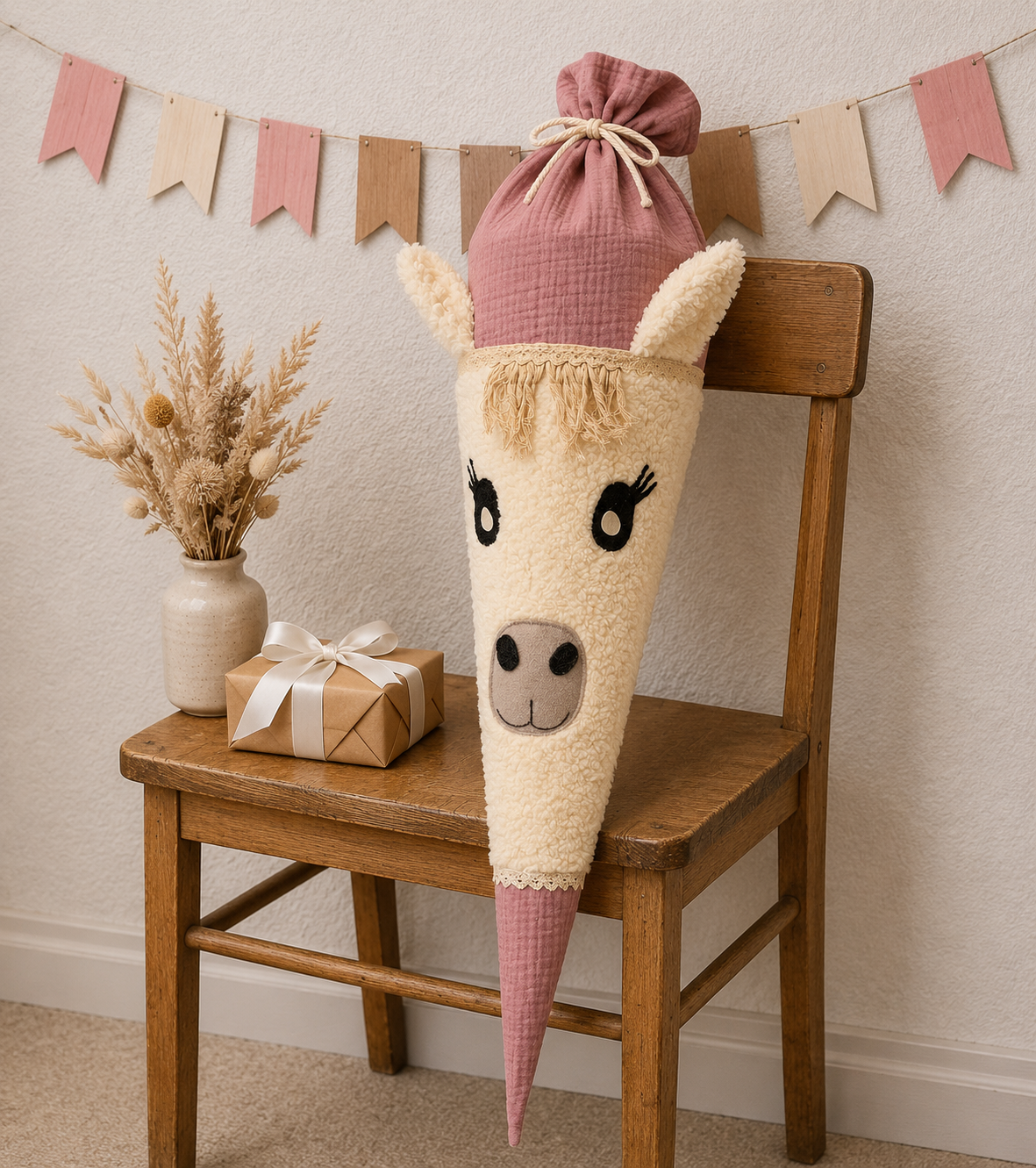 Schultüte Pferd aus Teddyfell mit Kissenfunktion