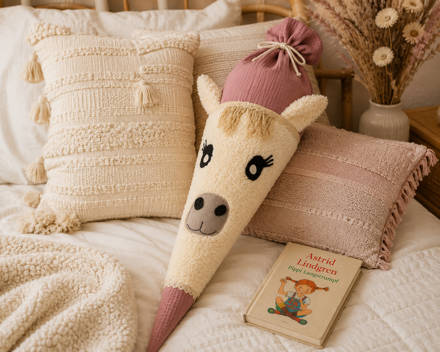 Schultüte Pferd aus Teddyfell mit Kissenfunktion