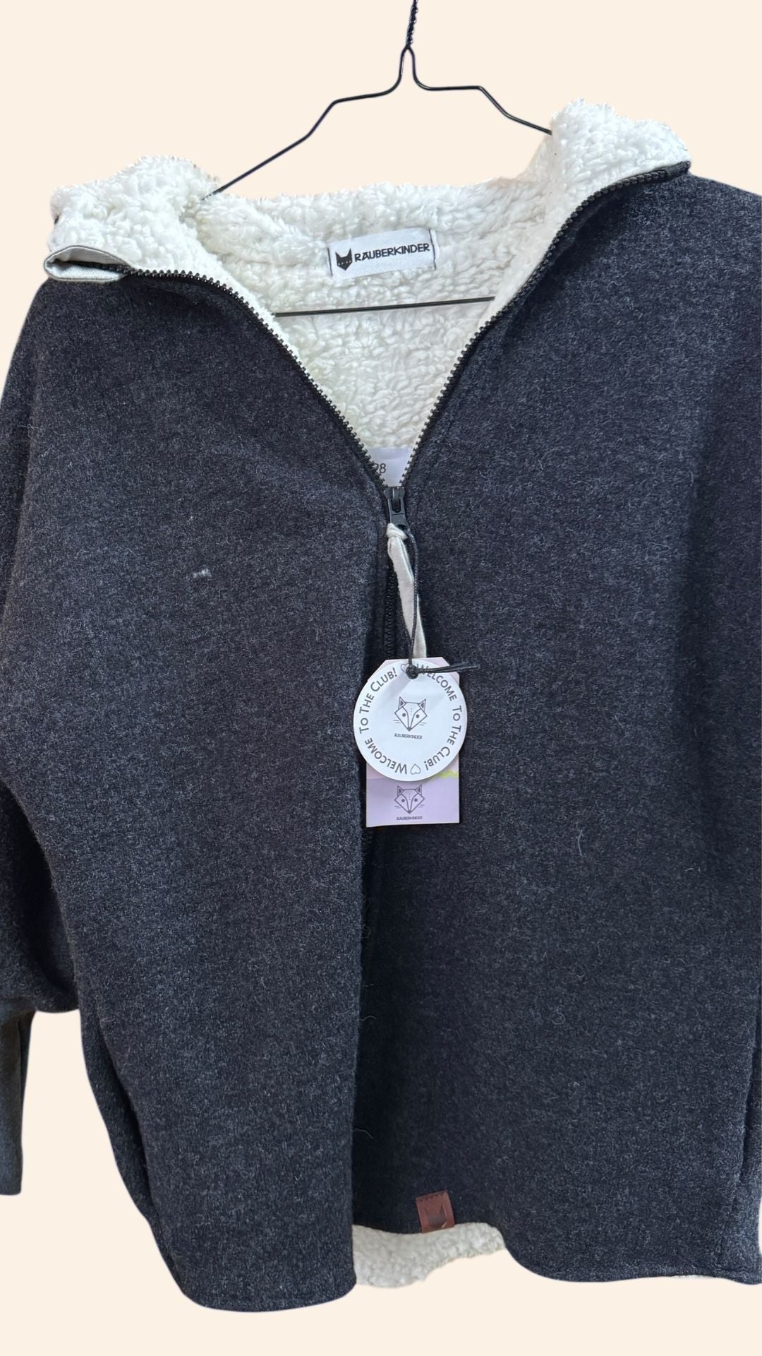 B - Ware / Wollwalkjacke Anthrazit / Teddyfell / Größe 122/128 - Räuberkinder