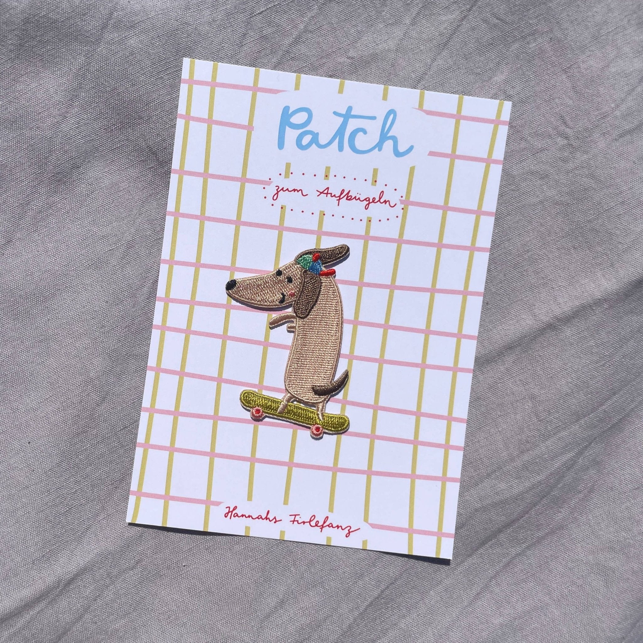 Bügel Patch Dackel auf Skateboard – Aufnäher für Kinder  - Räuberkinder 3