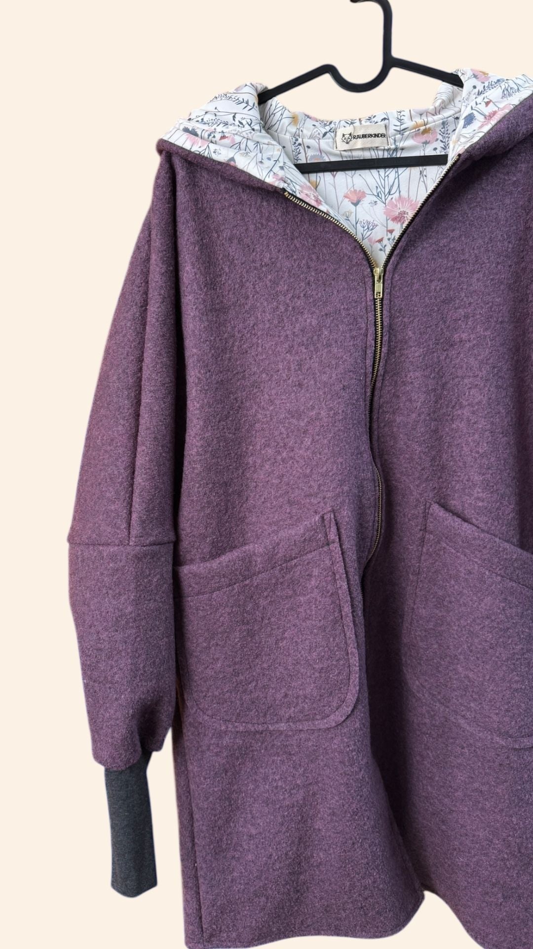 Einzelstück / Damenjacke aus Wollwalk / Mauve / Wildblume / Größe M - L - Räuberkinder