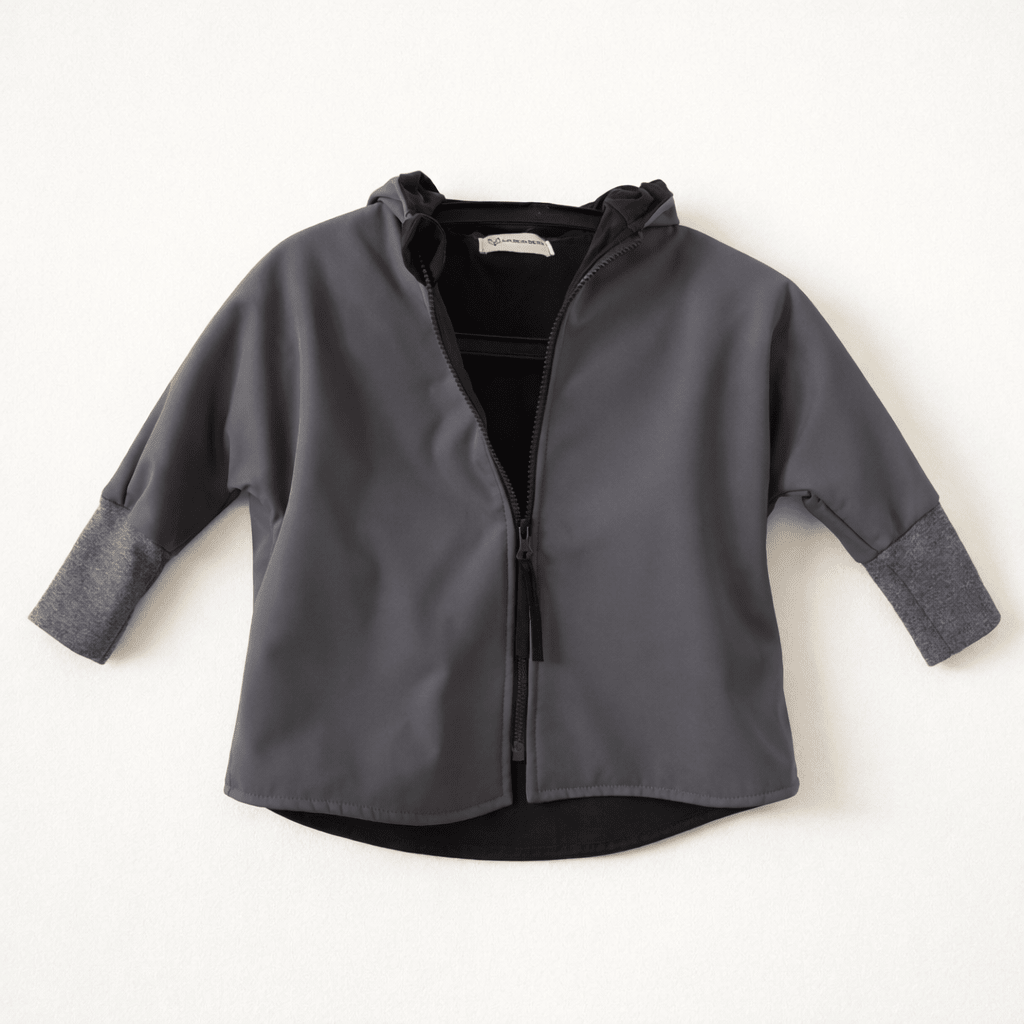 Einzelstück / Softshelljacke Grau - Schwarz 86/92 - Räuberkinder