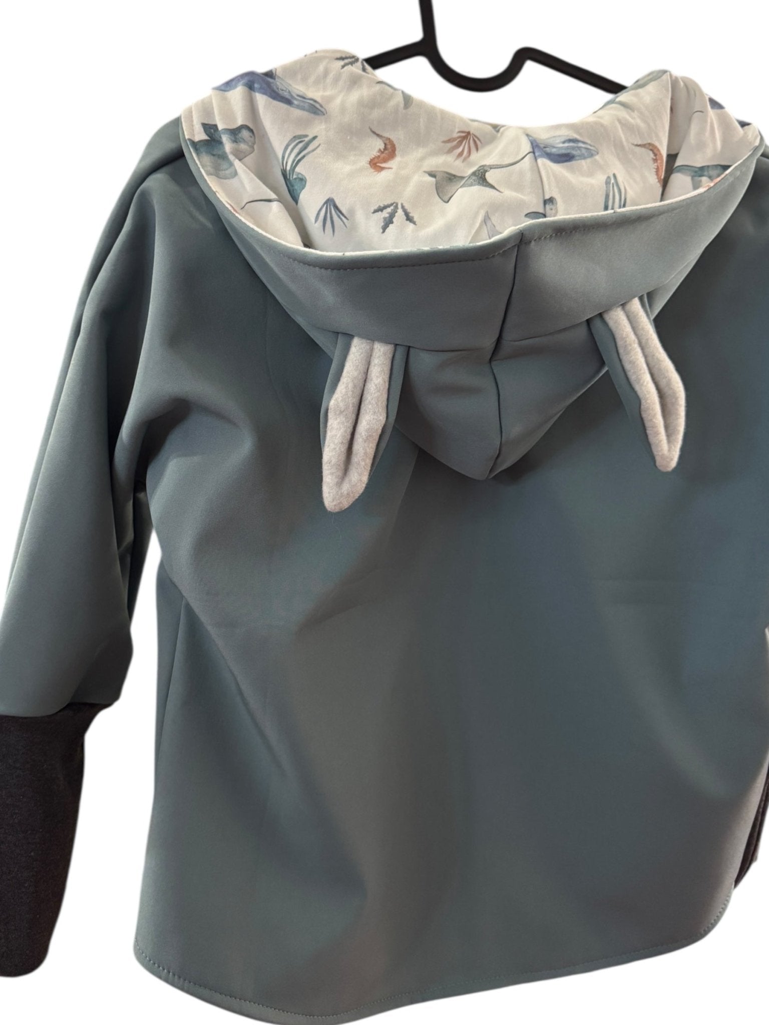 Einzelstück / Softshelljacke Mint - Meerestiere mit Ohren, Größe 110/116 - Räuberkinder