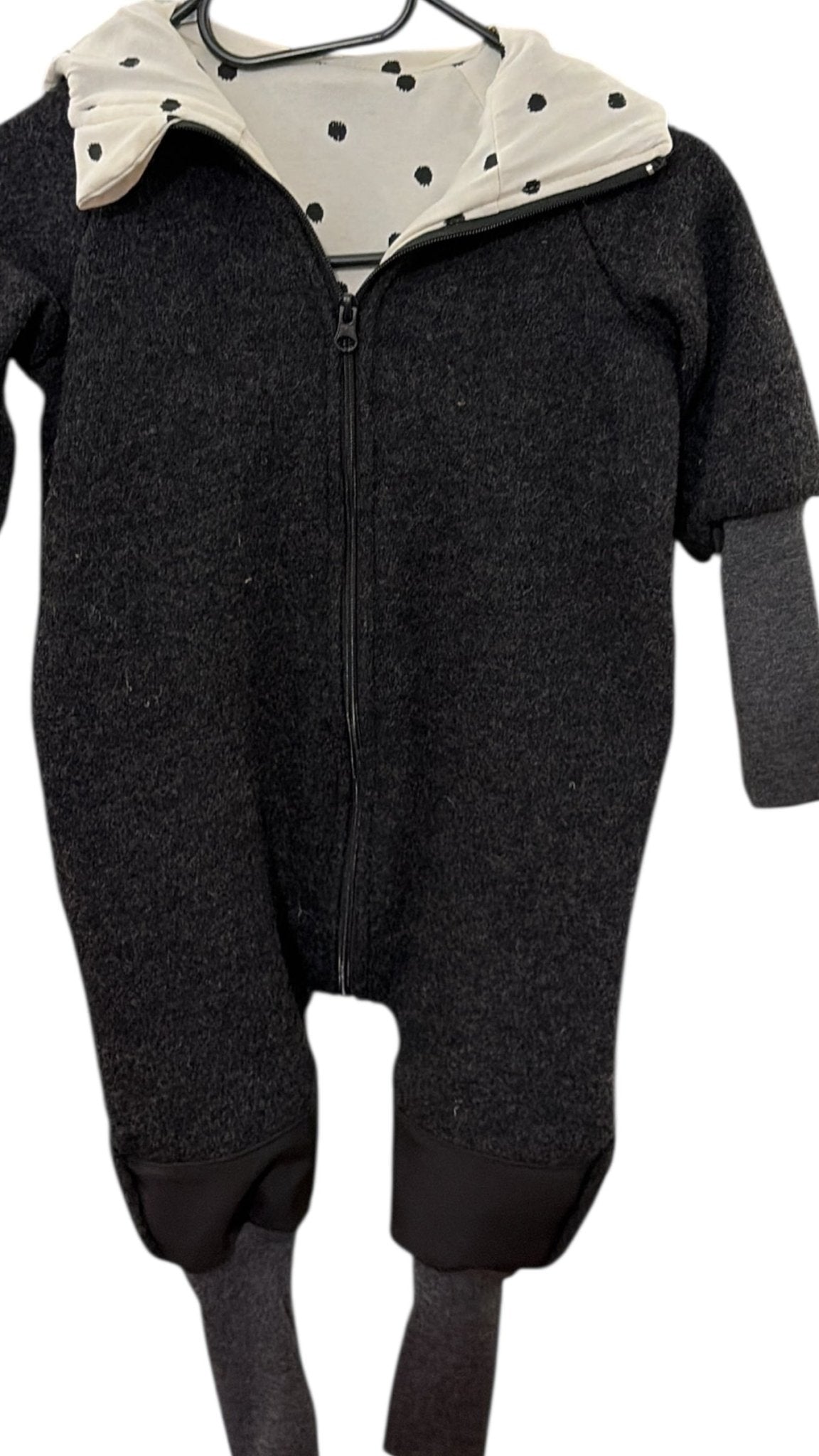 Einzelstück / Wollwalk Overall Anthrazit / Kritzelpunkte 86/92 - Räuberkinder