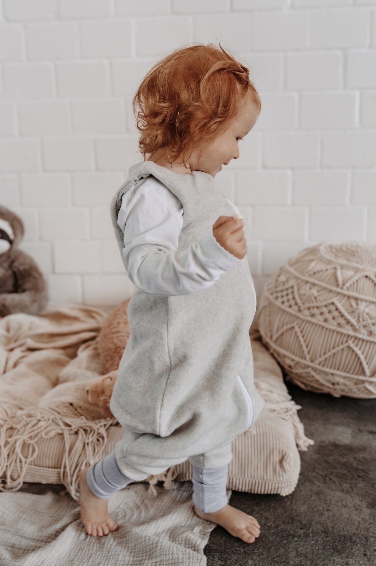 Schlafsack Baby & Kinder Grau – Bio-Baumwollfleece