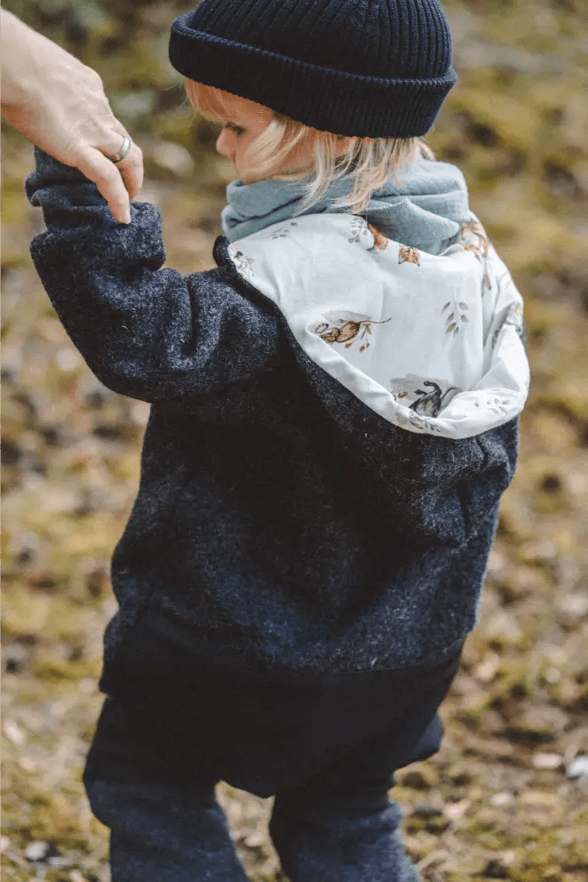 Matschkind Wollwalkoverall Kinder Anthrazit mit Waldtiere - Räuberkinder 4
