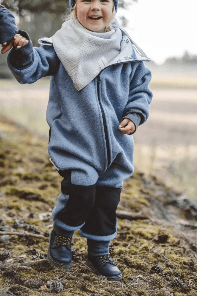 Matschkind Wollwalkoverall Kinder Blau mit Meerestiere - Räuberkinder 1