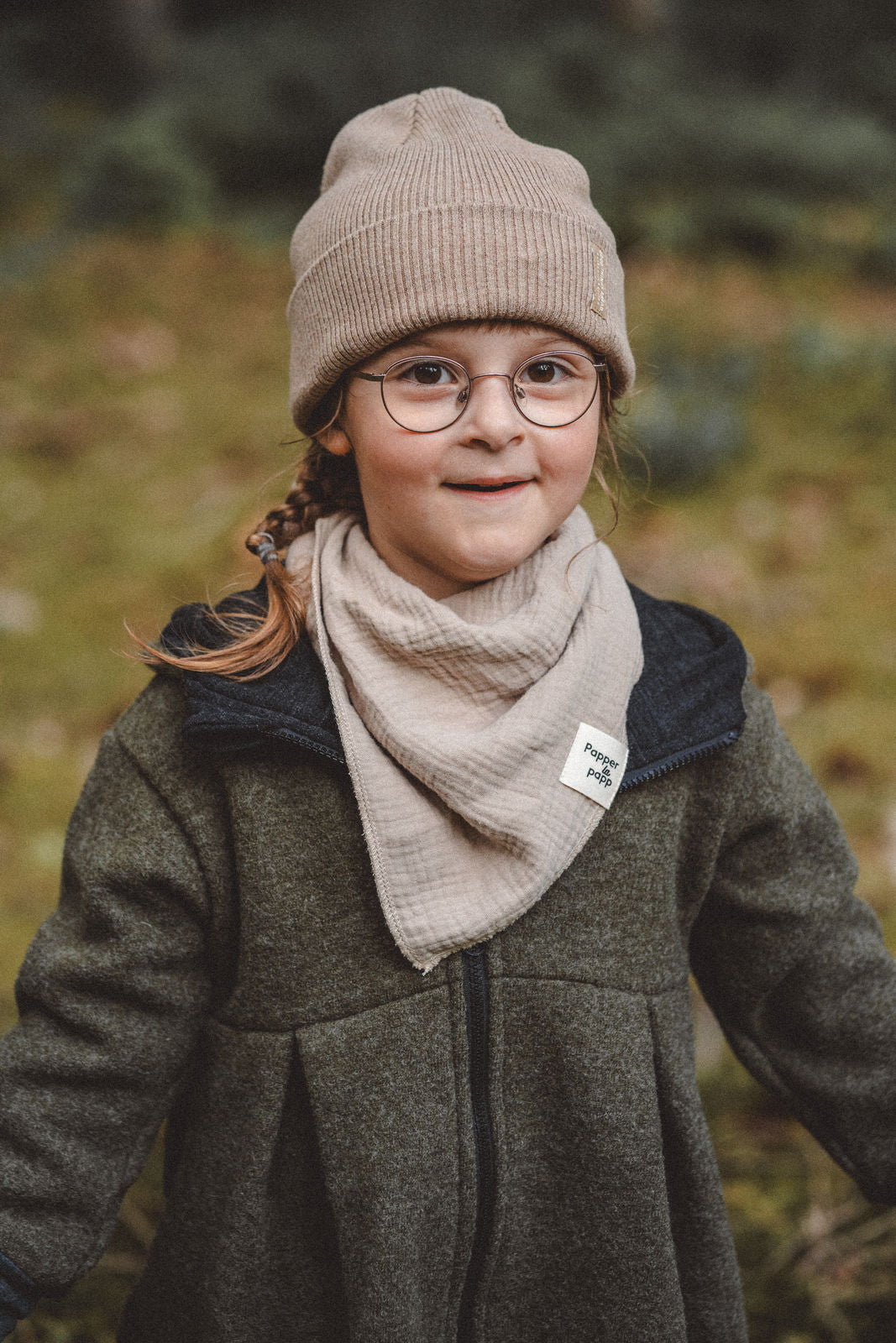 Merino Mantel in A-Linie mit Merinojersey - Olive - Räuberkinder 5