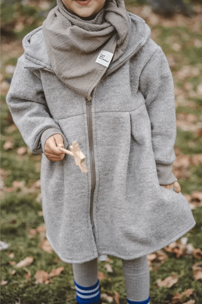 Merino Mantel in A-Linie mit Merinojersey - Sand - Räuberkinder 7