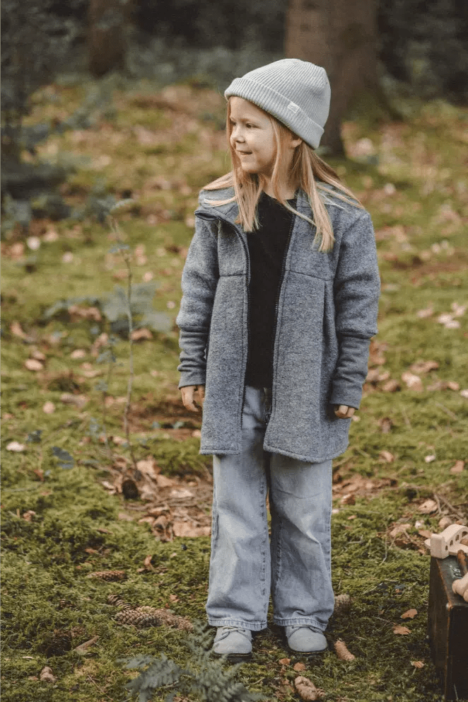 Merino Mantel Kinder mit Merinojersey in Grau - Räuberkinder 2