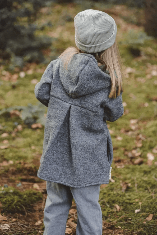 Merino Mantel Kinder mit Merinojersey in Grau - Räuberkinder 1